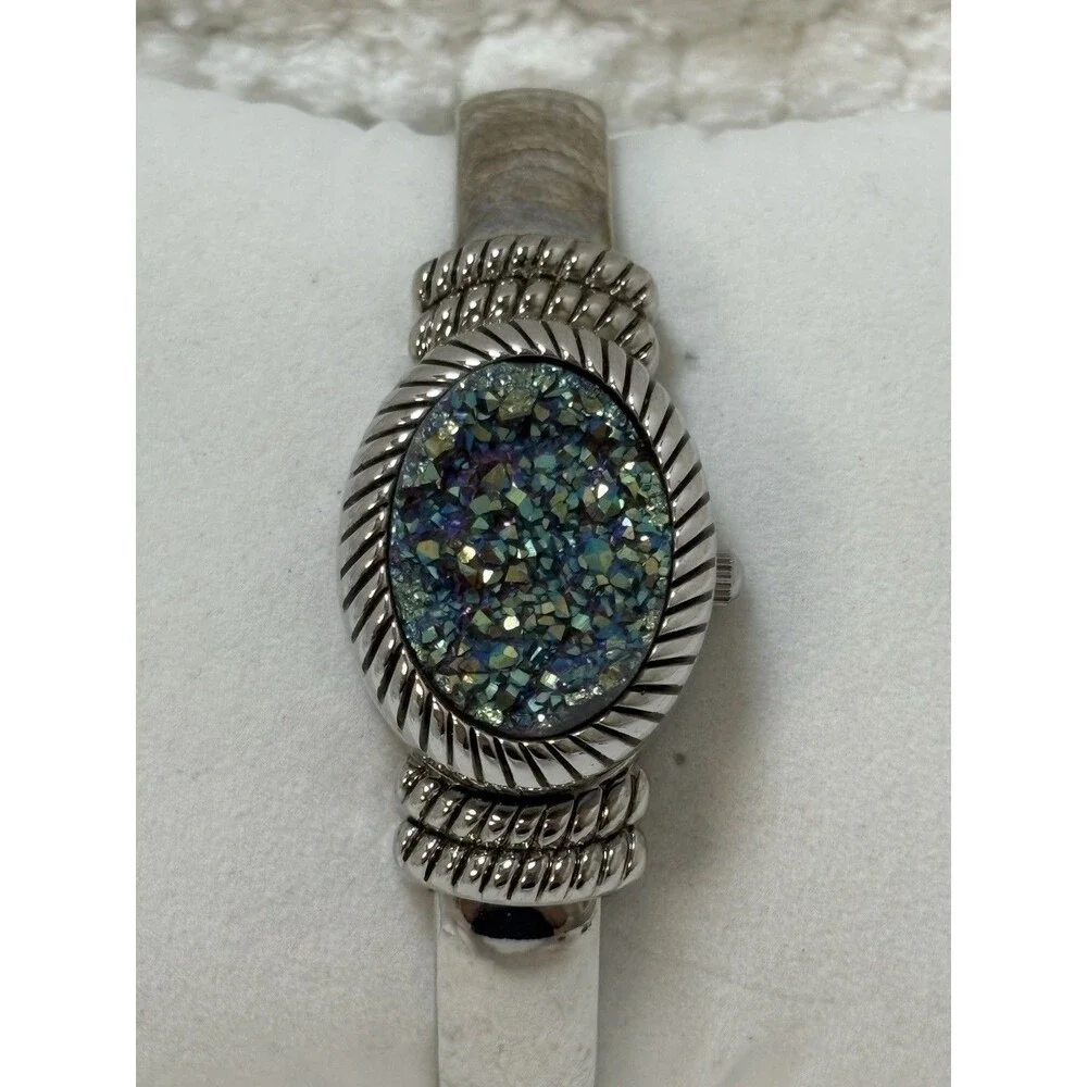 Gem Essence Women’s Wrist Watch Cover Flip Over Face Druzy Sparkle Bejeweled